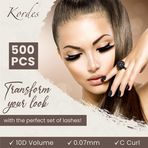 Kordes 10D Lash Clusters – 500pcs Lash Extension Kit – 10D Volume C Curl Lash Clusters – Handmade and Premade Fans Eyelash Extensions – Natural Mink Eyelash Extensions – 9mm-16mm (13mm)