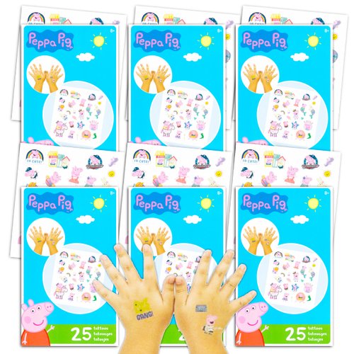 Peppa Pig Tattoos Party Favors Bundle ~ 150 Peppa Pig Temporary Tattoos, 6 Sheets (Peppa Pig BIrthday Party Supplies)