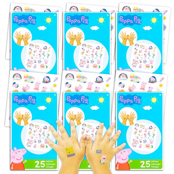Peppa Pig Tattoos Party Favors Bundle ~ 150 Peppa Pig Temporary Tattoos, 6 Sheets (Peppa Pig BIrthday Party Supplies)