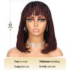Lady Hanne Braided Bob Wigs for Black Women Short Box Braid Wig with Bangs Afro Braid Synthetic Ombre Red Black African American Women Wig
