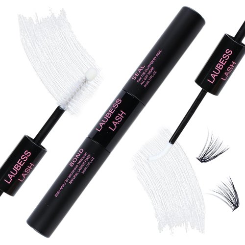 LAUBESS Lash Bond and Seal Lash Glue Waterproof Long Lasting Eyelash Bond and Seal 10ml DIY Lash Extension Kit Eyelash Glue Lash Clusters Kit Lash Extension Glue 5ml+5ml