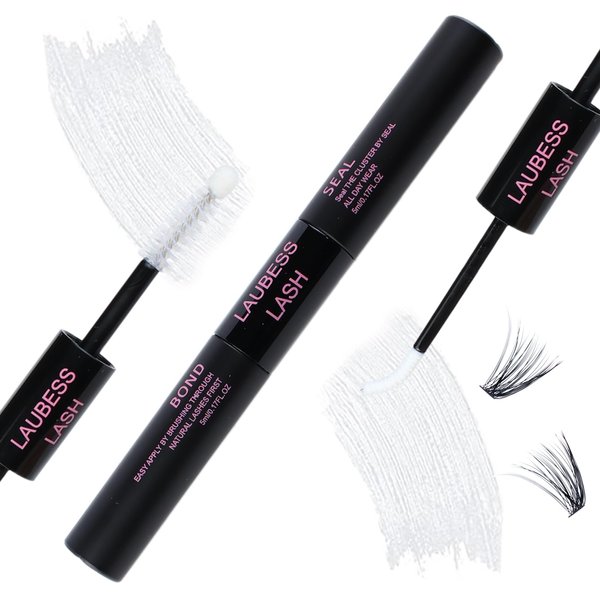 LAUBESS Lash Bond and Seal Lash Glue Waterproof Long Lasting Eyelash Bond and Seal 10ml DIY Lash Extension Kit Eyelash Glue Lash Clusters Kit Lash Extension Glue 5ml+5ml