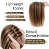 SEGO Hair Toppers for Women Real Human Hair No Bangs 130% Density 10 * 12CM Silk Base 100% Remy Human Hair Clip in Top Wiglet Hair Pieces for Thinning Hair-14 Inch Medium Brown&Dark Blonde