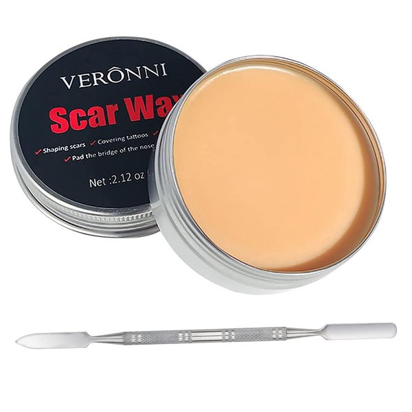 60g Scar Wax SFX Makeup Wound Modeling Scar Makeup Wax with Spatula Special Effects Stage Makeup White Skin Tone Scar Body Paint Wax Fake Wound (#01)