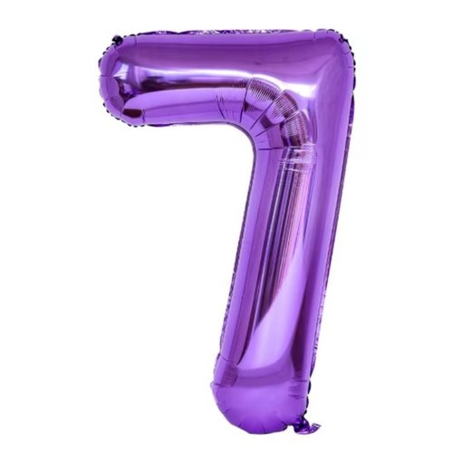 40 Inch Purple Number 7 Balloons With Crown, 7th Birthday Decorations for Girls, Giant Number 7 Birthday Balloons. (Purple 7)