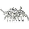 Bridal Flower Hair Comb Wedding with Clear Rhinestone Crystals