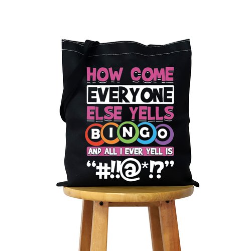 WCGXKO Funny Bingo Player Gift Lucky Bingo Bag Bingo Game Lover Zipper Pouch Makeup Bag (HOW COME tote)