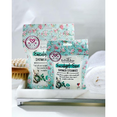 Bella & Bear Shower Steamers Eucalyptus Shower Bombs Aromatherapy, Travel Size Pack Shower Tablets - Eucalypt-Ease Shower Steamers with Essential Oils - Home Essentials Bath Bombs Tablets (2)