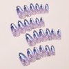 Medium Almond Press on Nails Purple Gradient Fake Nails with Rhinestones Diamond Design Almond Shaped Glossy Acrylic Nails Full Cover Acrylic Nails Glue on Nails for Women and Girls 24Pcs