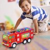 Toy Fire Truck & Garbage Truck & Container Truck Toys for Toddler 1 2 3 4 5 6 Years Christmas Birthday Gifts, Trucks Car Toys with 4D Lights & Sounds- Battery Operated Automatic Bump & Go Fire Truck