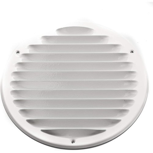 Vent Systems 8" White Soffit Vent Cover - Pack of 2 - Round Air Vent Louver - Grill Cover - Built-in Insect Screen - HVAC Vents for Bathroom, Home Office, Kitchen