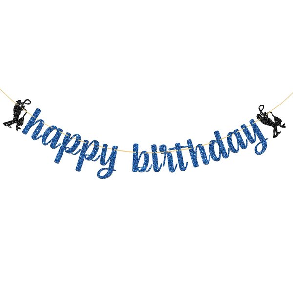 WeBenison Fishing Happy Birthday Banner/Men's Birthday Banner/Fishing Enthusiasts/Fisherman Birthday Party Decoration Supplies Blue Glitter
