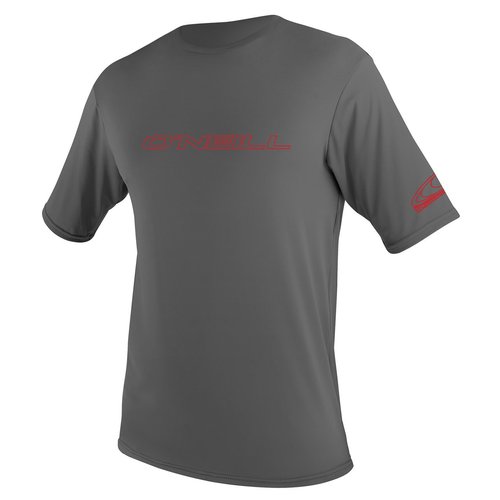 O'Neill UV 50+ Sun Protection Youth Basic Skins Short Sleeve Tee Sun Shirt Rash Guard, Graphite, 6