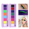 MEICOLY 2 Packs Water Activated Eye Liner Palette,Neon Face Paint Colored Retro Hydra Liner,Water Activated Eyeliner,Matte Graphic Eyeliner,UV Blacklight Glow Black White Face Body Paint,16 Colors