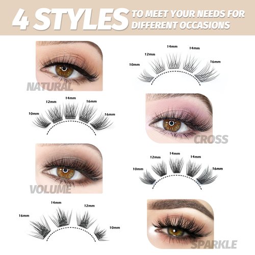 DIY Eyelash Extension Lash Clusters 120 Clusters False Eyelash 3D Effect Individual Natural Lashes Set at Home Eyelash Extension Kit Lashes Pack Sparkle Mixed