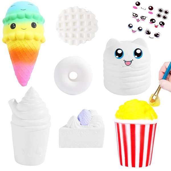 7Pcs Arts and Crafts for Girls,DIY Dessert Paint Your Own Squishies Kit!Gifts for Craft Lovers Kids Top Christmas Toys.Jumbo Slow Rise Squishies Stress Relief for Adult,with Decorating Stickers