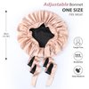 Hat Hut Satin Bonnet Silk Bonnet for Sleeping Cap for Curly Hair Bonnet for Women Double Layer Reversible Satin Bonnet with Tie Band (Pink/Black)