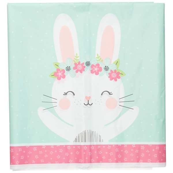 Creative Converting Party Supplies, Bunny Party Plastic Tablecloth, Tablecover, Multicolor, 102in X 54In