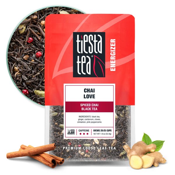 Tiesta Tea - Chai Love | Spiced Chai Black Tea | Loose Leaf Tea | Up to 25 Cups | Make Hot or Iced | Caffeinated | 1.9 Ounce Resealable Pouch