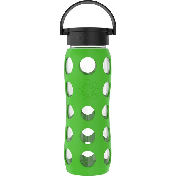 Lifefactory 22-Ounce BPA-Free Glass Water Bottle with Classic Cap and Protective Silicone Sleeve, Moss