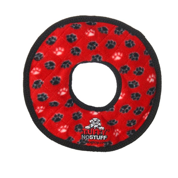TUFFY - World's Tuffest Soft Dog Toy - NO Stuff Ring - Squeakers - Multiple Layers. Made Durable, Strong & Tough. Interactive Play (Tug, Toss & Fetch). Machine Washable & Floats (Red Paw)