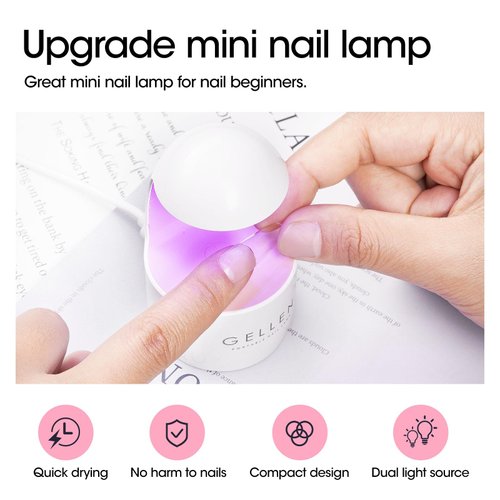 Gellen Mini UV Light for Gel Nails, Small UV Nail Lamp for Easy and Fast Extension System, Portable Manicure Uv Led Light for Gel Nail Polish DIY Nail Art