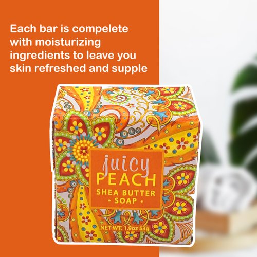 Greenwich Bay Vegan Natural Botantical Shea Butter Bar Soap, French Milled Triple Milled, Essential Oils, 6.35 ounces (Juicy Peach Shea)