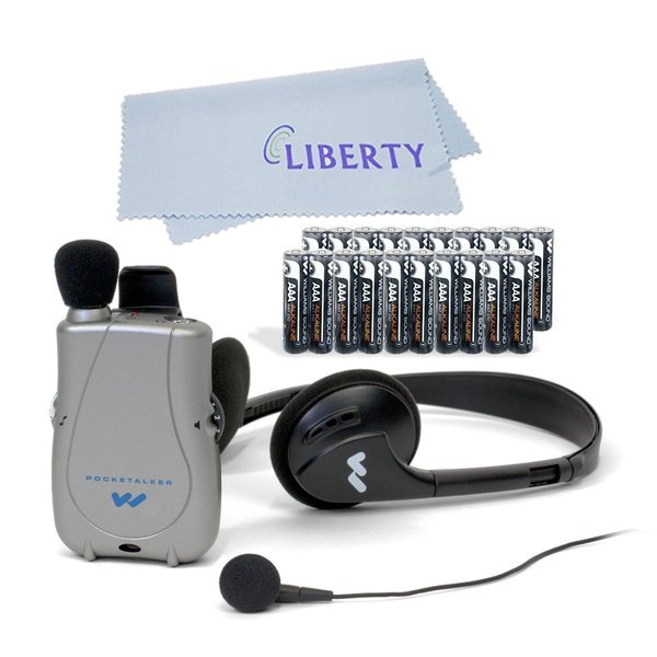 Williams Sound PockeTalker Ultra Duo Sound Amplifier with Headphone & Earbud, Year Supply of Batteries & Liberty Microfiber Cloth