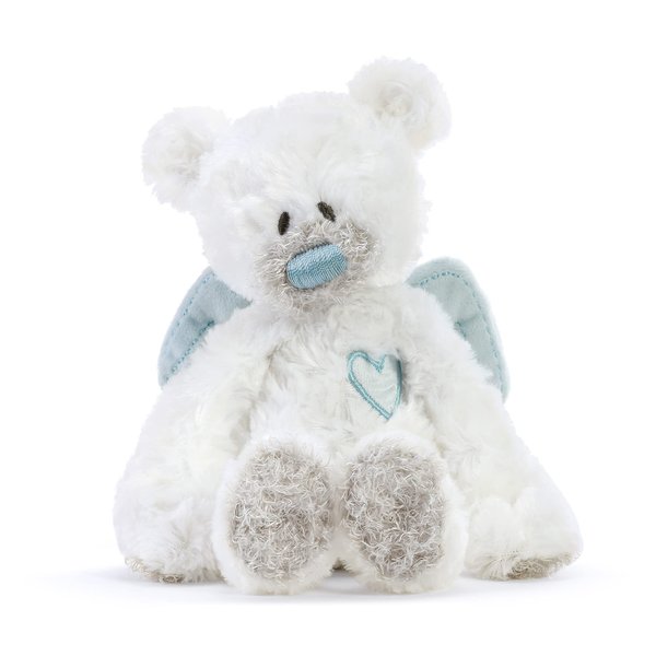DEMDACO Blue Guardian Angel Bear 9.5 inch Plush Children's Stuffed Animal Activity Rattle Toy