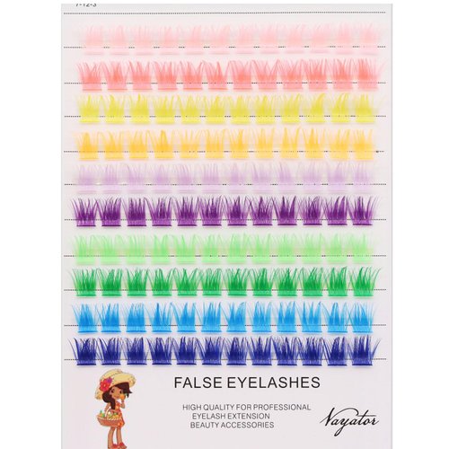 Vayator wide stem with various colored false eyelashes D curl eyelash string 10-20mm Choose professional makeup personal eyelash string Grafted eyelash extension cluster（BN-16mm）