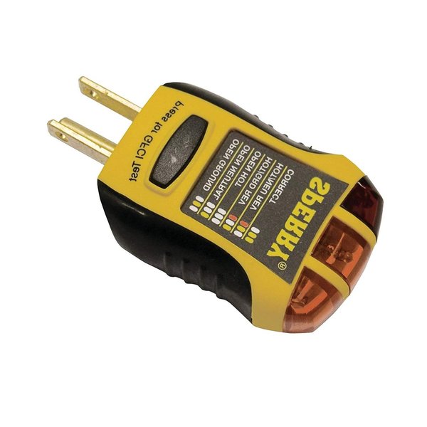 Sperry Instruments GFI6302 GFCI Outlet / Receptacle Tester, Standard 120V AC Outlets, 7 Visual Indication / Wiring Legend, Home & Professional Use, Yellow & Black