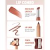 Wugbc 2 Pcs Lipstick and Lip Liner Set Hydrating Lip Tint Non-Sticky Lightweight Lip Balm Plumping Lip Kit for Women Matte Lip Pencil Long Lasting Gradient Glossy Lip Combo with Sharpener, 05