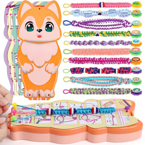 FUNiOi Bracelet Making Kit for Girls 8-10 12 Year Old - DIY Friendship Bracelets Crafts Toys for Kids Ages 6, 7+, Cool Birthday Gift Idea - Cute Squirrel Appearance Bracelet String Maker