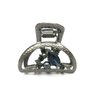 Small round dark silver metal blue crystal gray pearl hair claw clip