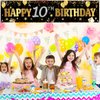 Happy 10th Birthday Banner Horizontal Fabric Black Gold Happy Birthday Sign Banner Backdrop Background Happy Birthday Yard Sign for Kids 10th Birthday Party Decorations Supplies, 71 x 15.7 Inches