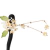 Chinese Traditional Flower Hair Sticks,Wooden Hairpin Hairstyle Design Tool Hairpin Tassel Pearl Osmanthus Cheongsam Flower Headwear