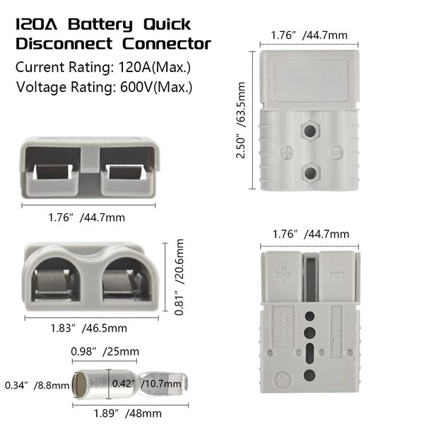 WMYCONGCONG 120A Battery Quick Disconnect Connector Plug Kit for Trailer Winch Connector Grey