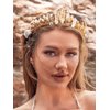 Catery Gold Leaf Headband Raw Crystal Quartz Headbands Light up Crown Headbands Gold Goddess Headpiece Bridal Headdress Festival Wedding Bride Hair Accessories for Women and Girls
