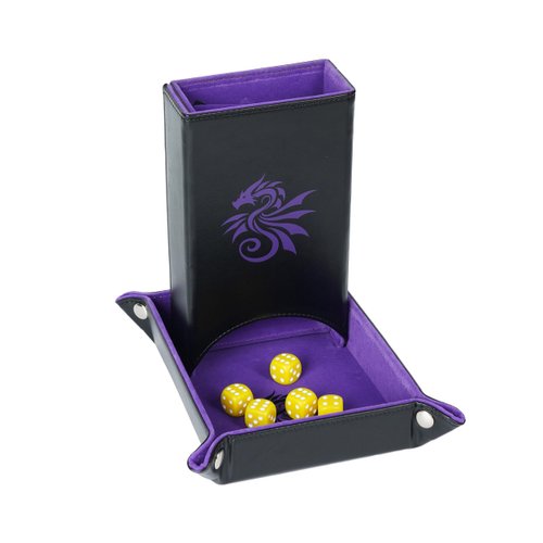 Dice Tower | Portable Gaming D&D Dice Tower with Tray and 5 Dice | Foldable Dice Rolling Tower for Travel | DND Dice Tower for RPG, Board Games | Dice Tower Dungeons and Dragons