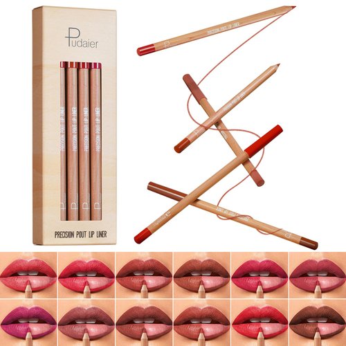 KIMIEYE Creamy Lip Liner Pen Set, 12 Colors Matte Finish Series Lip Liners Kit for Women, Long Lasting Waterproof Smooth High Pigmented Lip Makeup Pencil for Daily (Set A, 12)