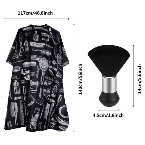 FEBSNOW Professional Hair Cutting Cape with Neck Duster Brush, Salon Barber Cape, Hair Cutting Accessories (Floral Print)