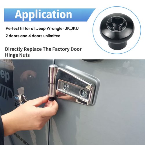 Door Hinge Nuts Replacement Screws Compatible with 2007-2018 Jeep Wrangler JK JKU (8Pcs)