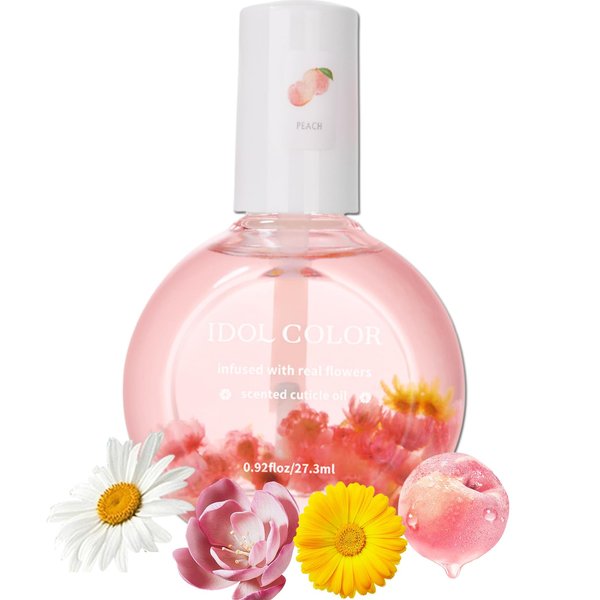 Rosarden Peach Scented Cuticle Oil, Cuticle Oil with Flowers, Cuticle Oil for Nails, Brush Cuticle Oil for Nail, Nourishing Oil for Nails and Cuticles, 0.92FlOz