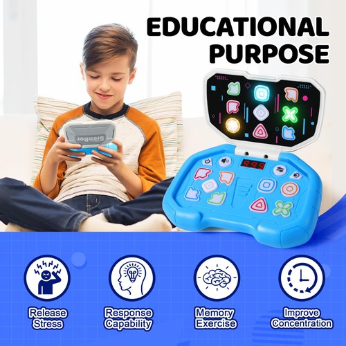 Sienbor Fast Push Game 4 Modes Screen Handheld Dance Game Machine,Brain & Memory & Reaction & Speed Training Games Toy,Birthday Gifts for Boys Girls，Fidget Games Toys for Boys Girls (Blue)