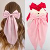 SuPoo 3pcs Pink Hair Bows for Women Hair Bow Clips Satin Hair Barrettes Hair Ribbon Bows for Hair Bowknot Oversized Hair Bow Clips Long-tail Cute Aesthetic Hair Accessories Christmas Gifts Red White
