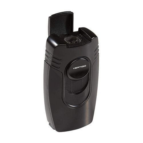 Vertigo Lighter 4 Flame Table Lighter Big Buddha with Cigar Punch Matte Black