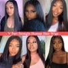 200% Density V Part Wig Human Hair Straight Brazilian Virgin Human Hair Wigs for Black Women Upgrade U Part Human Hair Wig Full Head Clip In Half Wig No Leave Out Lace Front Wigs Natural Color 22 Inch