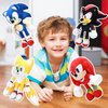 4 Pcs Sonic Plush Toys, Hedgehog 3 Movie Plushies Toys for Kids Christmas Birthdays and Gifts for Fans, The Super Hedgehog Shadow Stuffed Animal.