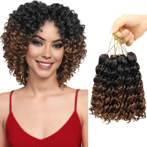 BECUS Gogo Curl Crochet Hair for Black Women 3 Packs Jamaican Bounce Crochet Hair Deep Wave Beach Curl Crochet Synthetic Hair Extensions 24 Root/Pack(Natural Black/Brown #1B/30)