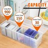 Trading Card Storage Box with Divider Cases for 200 Top Loaders, 15 Inches Long Card Storage Portable Sports Cards Storage Case, Baseball Card Storage-6+1 Set